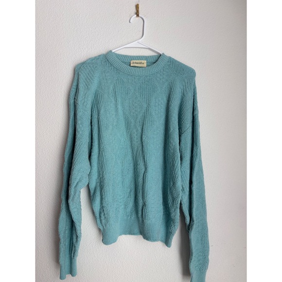 St Johns Bay Sweaters - St Johns Bay Women Aqua Blue Textured Knit Long Sleeve Sweater